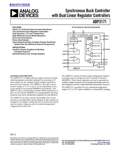 ANALOG DEVICES ADP3171 Synchronous Buck Controller with Dual Linear Regulator Controllers handbook - cover page