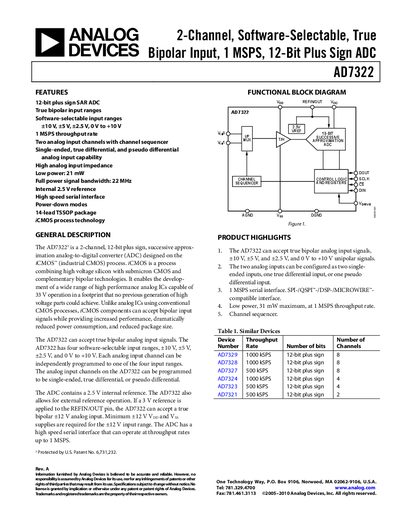 Analog Devices AD7322 Datasheet - cover page