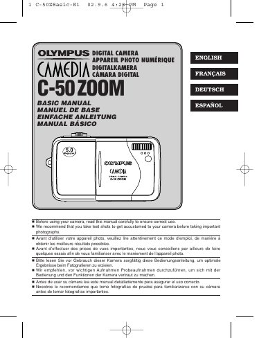 Olympus C-50 ZOOM Digital Camera User Manual - cover page