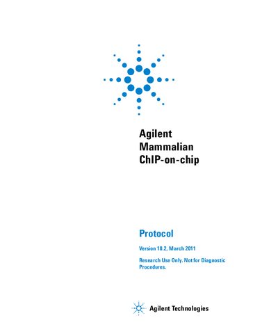Agilent Technologies Mammalian ChIP-on-chip Protocol 10.2 - cover page