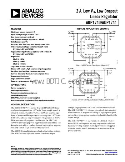 Analog Devices ADP1740/ADP1741 Datasheet - cover page