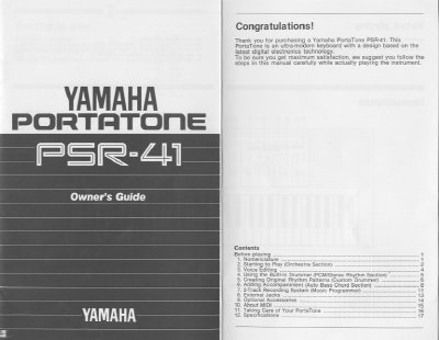 Yamaha PSR-41 Owner's Guide - cover page