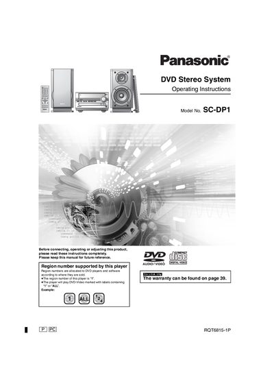 Panasonic SC-DP1 DVD Stereo System Operating Instructions - cover page