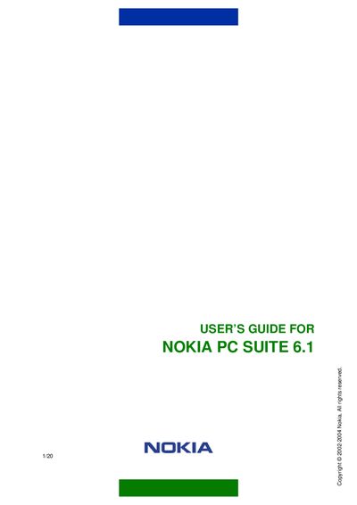 Nokia PC Suite 6.1 User Guide - cover page
