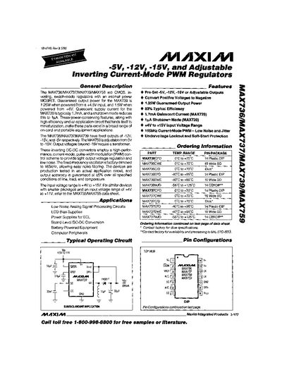 Maxim MAX736/MAX737/MAX739/MAX759 Datasheet - cover page
