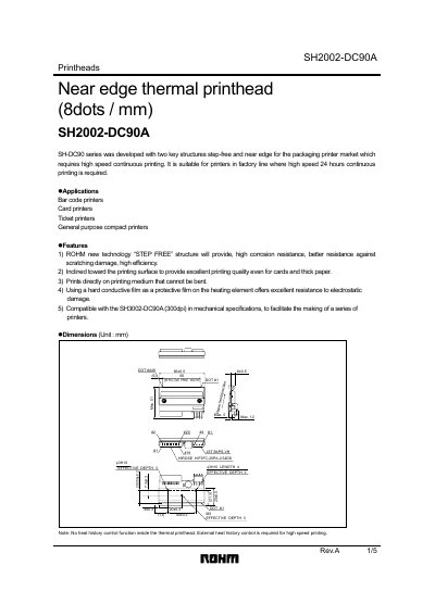 ROHM SH2002-DC90A Printhead Datasheet - cover page