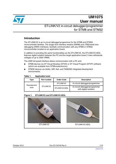 STMicroelectronics ST-LINK/V2 User Manual