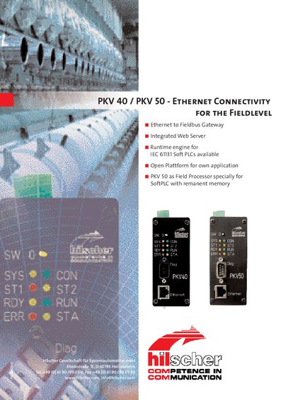 Hilscher PKV 40 / PKV 50 Ethernet Connectivity Product Leaflet - cover page