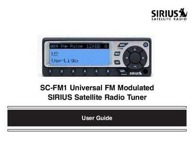 SIRIUS SC-FM1 Universal FM Modulated Satellite Radio Tuner User Guide - cover page