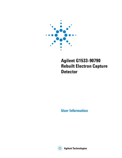 Agilent Rebuilt Electron Capture Detector User Information  - cover page