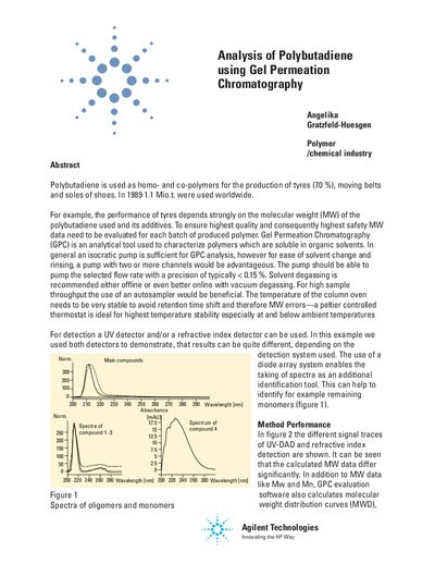 Agilent 1100 Series Polybutadiene GPC Analysis Application Note - cover page