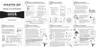 Sirius Stiletto 100 Quick Start Guide