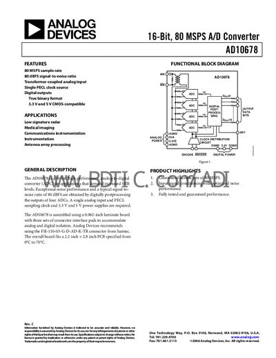 Analog Devices AD10678 Datasheet - cover page