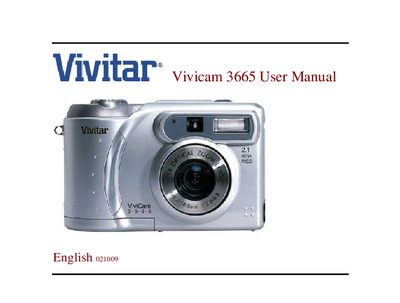 Vivitar Vivicam 3665 User Manual - cover page