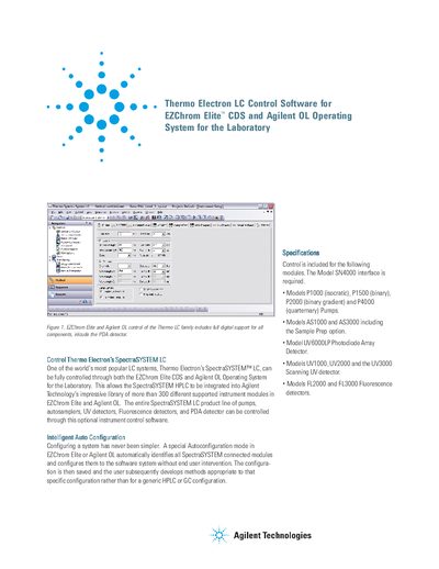 EZChrom Elite and Agilent OL Operating System Product Leaflet - cover page
