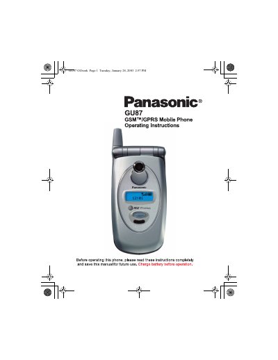 Panasonic GU87 GSM/GPRS Mobile Phone Operating Instructions - cover page