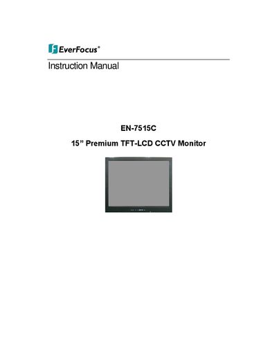 EverFocus EN-7515C 15" Premium TFT-LCD CCTV Monitor Instruction Manual - cover page