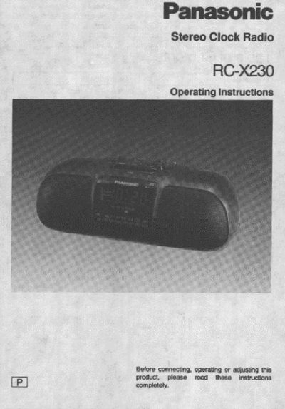 Panasonic RC-X230 Stereo Clock Radio Operating Instructions - cover page