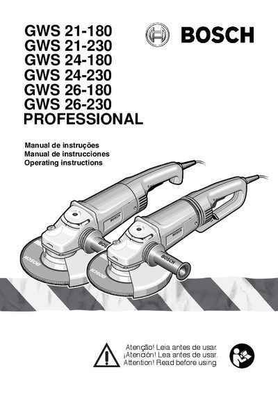 Bosch GWS 21-180/21-230/24-180/24-230/26-180/26-230 User Manual - cover page