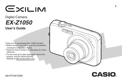 CASIO EX-Z1050 Digital Camera User's Guide