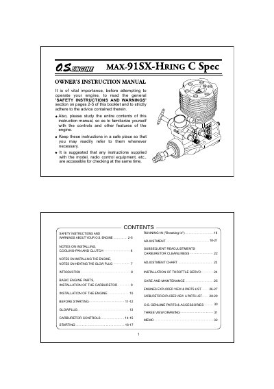 O.S. MAX-91SX-HRING C Spec Owner's Instruction Manual - cover page