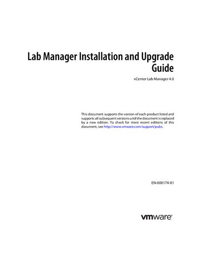 VMware vCenter Lab Manager 4.0 Installation and Upgrade Guide - cover page