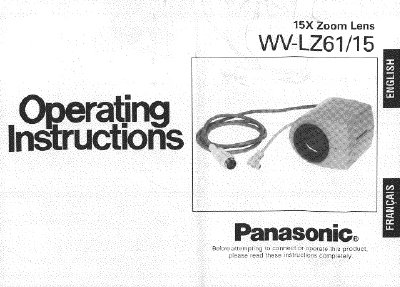 Panasonic WV-LZ61/15 15X Zoom Lens Operating Instructions - cover page