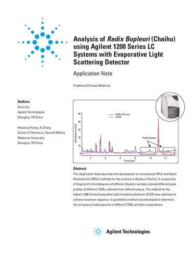 Agilent 1200 Series LC Systems Application Note for Radix Bupleuri Analysis with ELSD - cover page