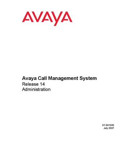 Avaya Call Management System Release 14 Administration Manual - cover page