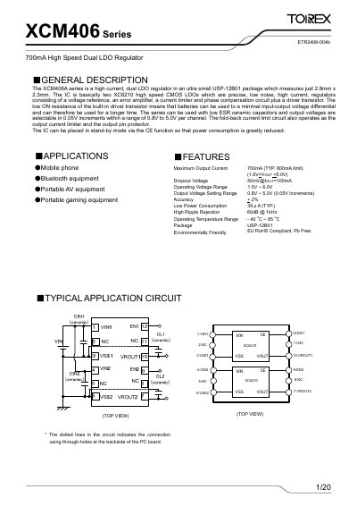 Torex XCM406 Series High Speed Dual LDO Regulator Datasheet - cover page