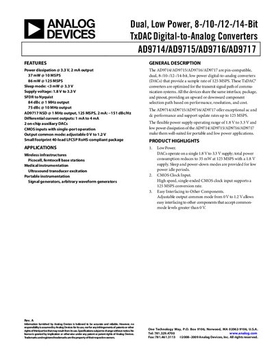 Analog Devices AD9714/AD9715/AD9716/AD9717 Datasheet - cover page