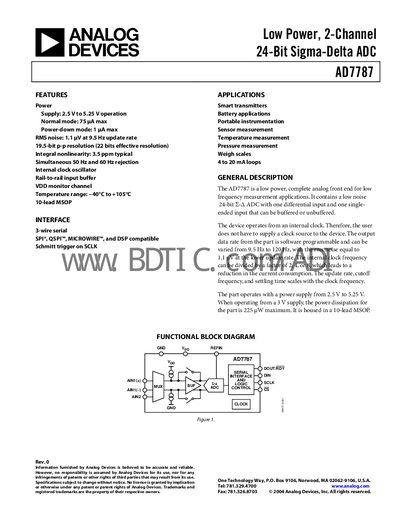 Analog Devices AD7787 Datasheet - cover page