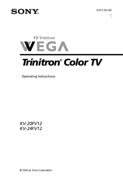 Sony KV-20FV12 / KV-24FV12 TV Operating Instructions Manual - cover page