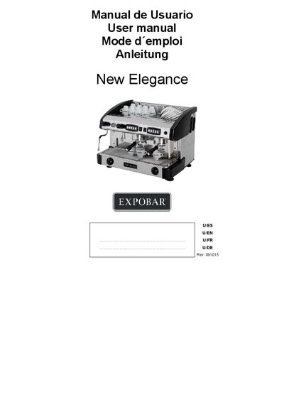 Expobar New Elegance Compact Series Coffee Machine User Manual - cover page