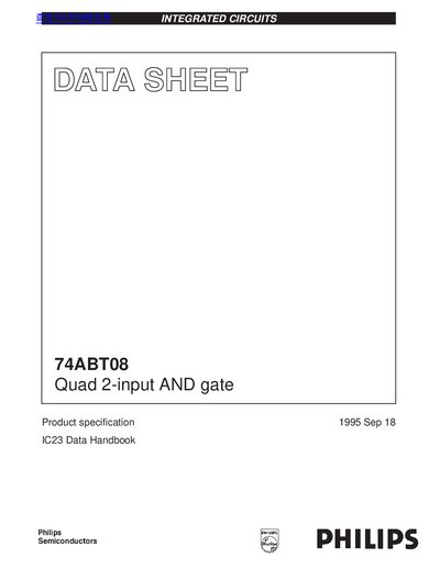 Philips 74ABT08 Quad 2-input AND Gate Datasheet - cover page