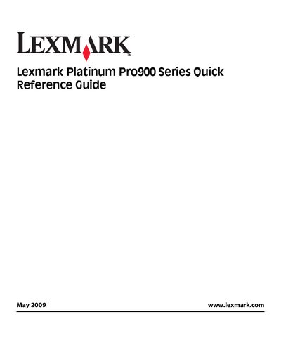 Lexmark Pro900 Series Quick Reference Guide