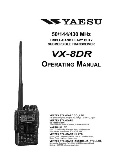 Yaesu VX-8DR User Manual - cover page
