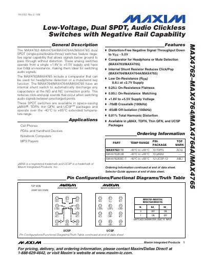 Maxim MAX4762–MAX4764/MAX4764A/MAX4765 Datasheet - cover page