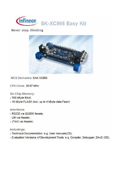 INFINEON SK-XC866 Easy Kit Manual - cover page