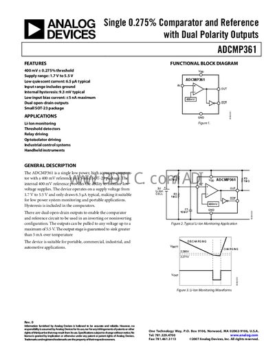 Analog Devices ADCMP361 Datasheet - cover page