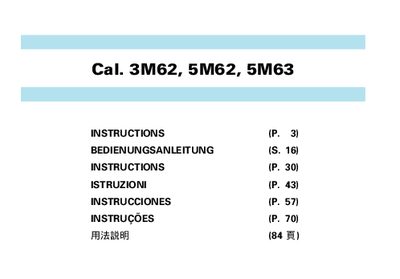 Seiko 3M62 / 5M62 / 5M63 Watch User Manual - cover page