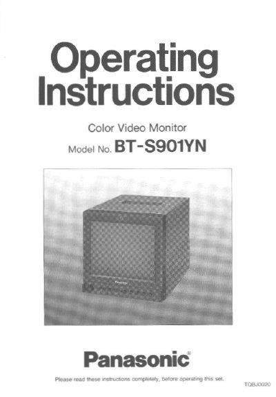 Panasonic BT-S901YN Color Video Monitor Operating Instructions - cover page