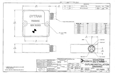 REV E 7500A Accelerometer Datasheet - cover page