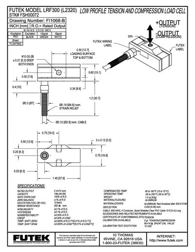 FUTEK LRF300 Load Cell Handbook - cover page