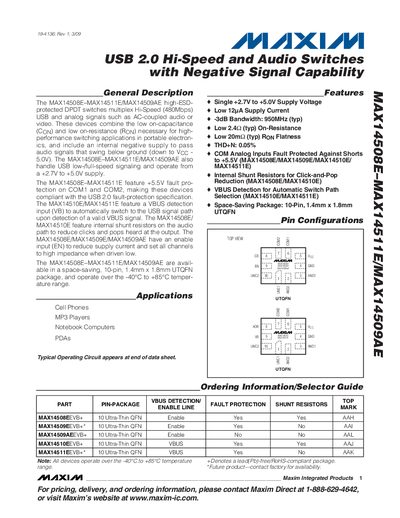 MAXIM MAX14508E MAX14511E/MAX14509AE Manual - cover page