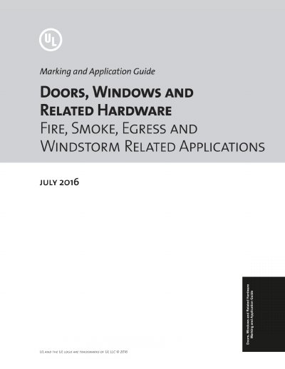 UL Doors, Windows and Related Hardware Marking and Application Guide 2016 Edition - cover page