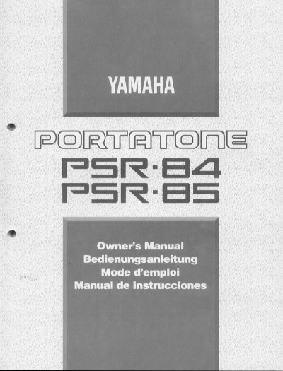 Yamaha PSR-84/PSR-85 Owner's Manual - cover page