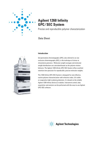 Agilent 1260 Infinity GPC/SEC System Data Sheet - cover page