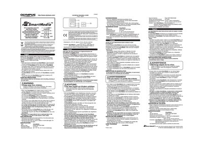 Olympus SmartMedia Memory Card Instructions - cover page