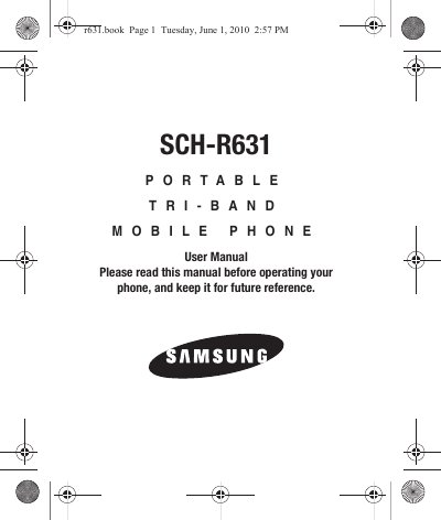 Samsung SCH‑R631 Portable Tri‑Band Mobile Phone User Manual - cover page